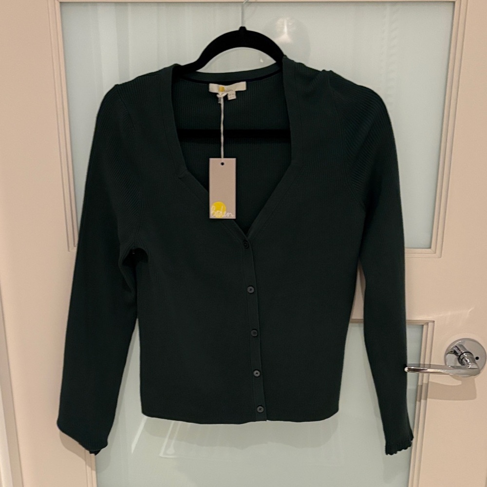 Boden Deep Green V-Neck Cardigan